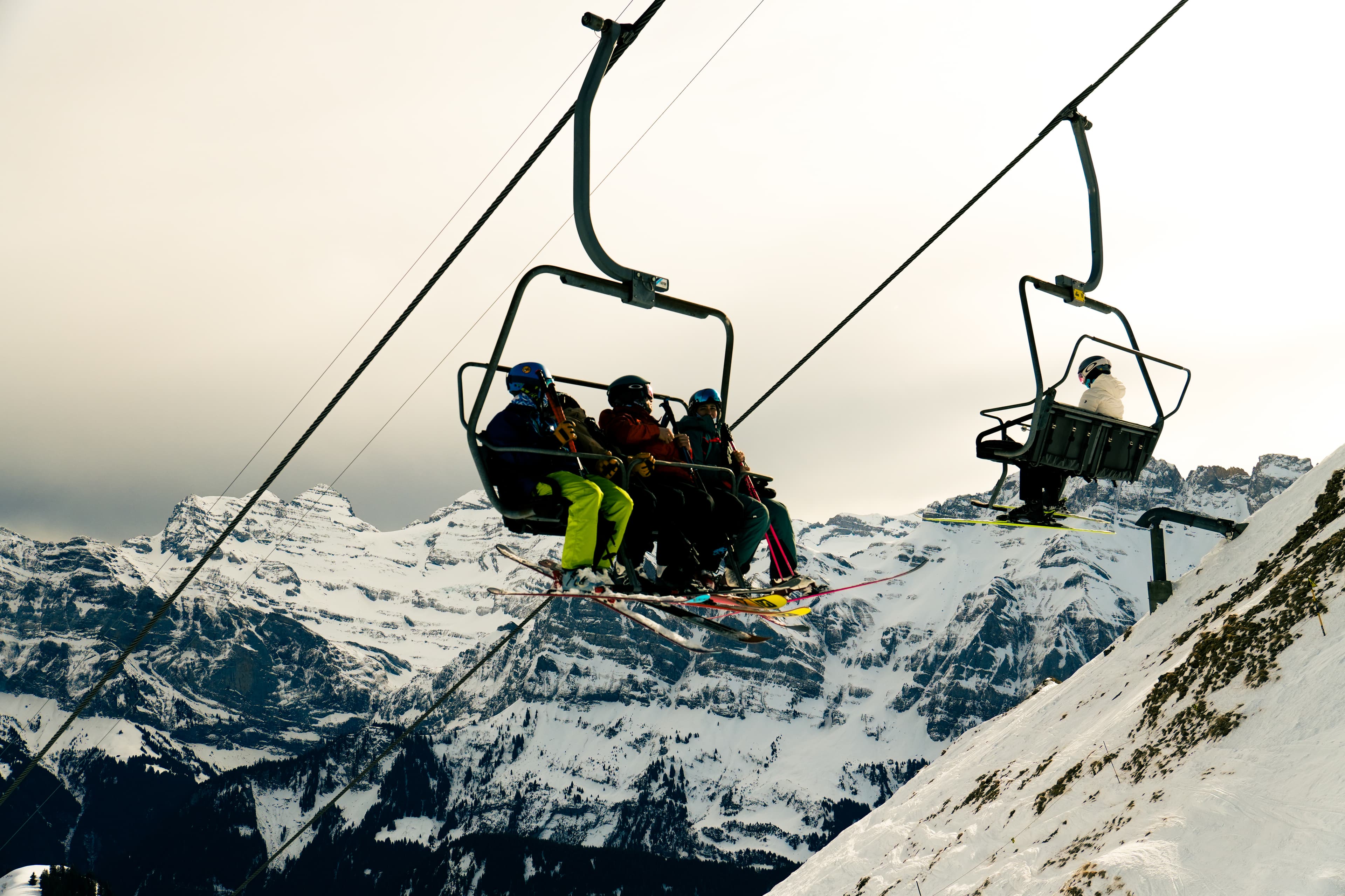 Ski lift on a snowy mountain